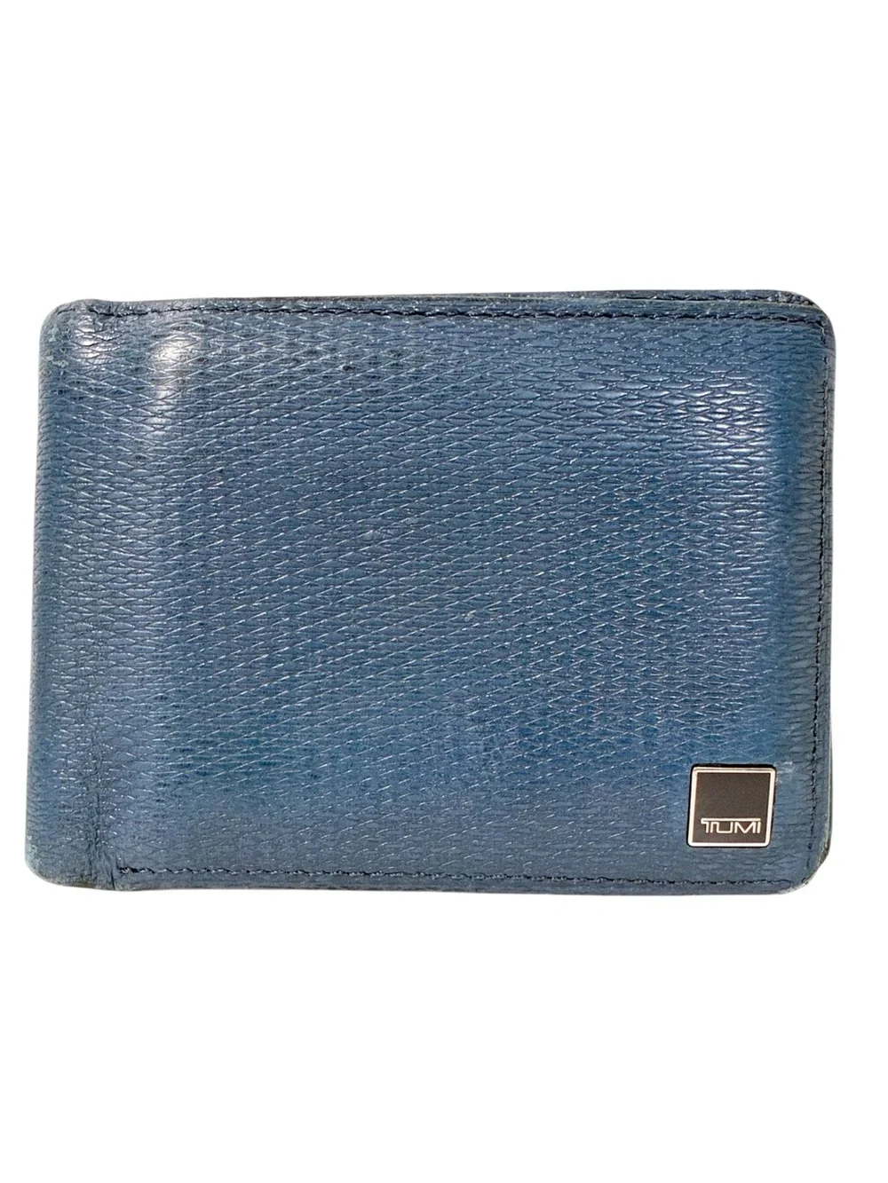 Tumi Blue Leather Mens Bifold Wallet Card Holder